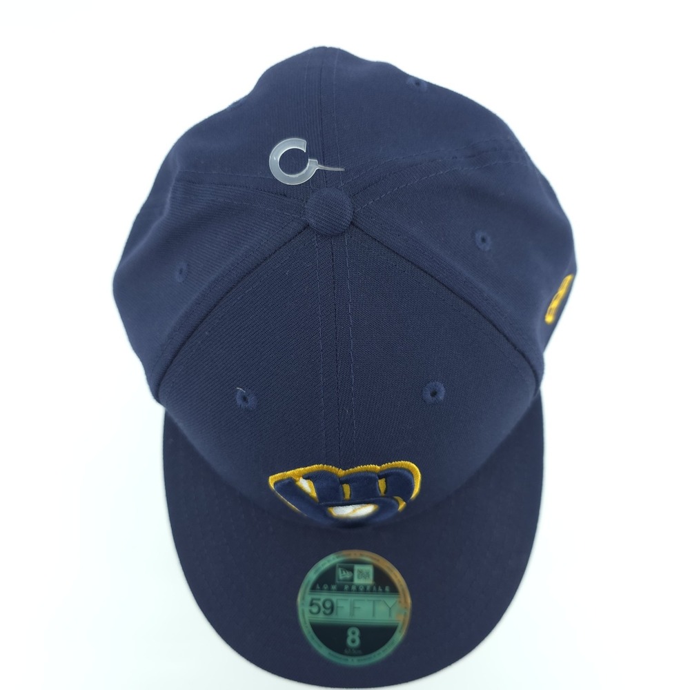 New‎ Era 59Fifty Milwaukee Brewers Navy Blue Fitted Size 8 Low Profile Hat NEW - Picture 3 of 10